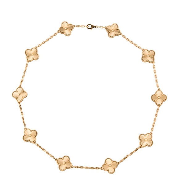 Van Cleef & Arpels Yellow Gold Guilloche 10 Motif Necklace AUTHENTIC & full set - Picture 6 of 12